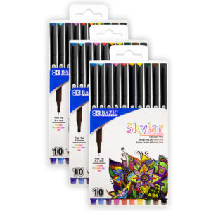 Skylar 0.4 mm Fineliner Pen, 10 Per Pack, 3 Packs