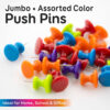 Jumbo Push Pins, Assorted Color, 25 Per Pack, 12 Packs