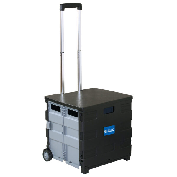 Folding Cart on Wheels w-Lid Cover, 16" x 18" x 15", Black-Gray