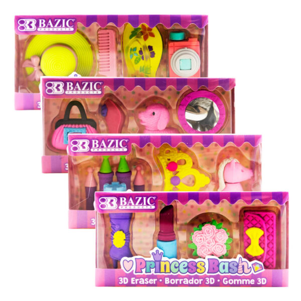 Princess Bash 3D Eraser Sets, 4 Per Set, 24 Sets