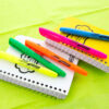 Pen Style Fluorescent Highlighters with Pocket Clip, 5 Per Pack, 12 Packs