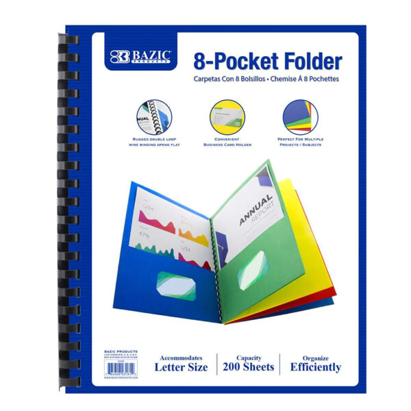 8-Pocket Folder, Assorted Colors, Pack of 6