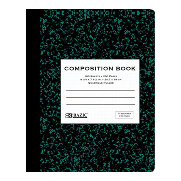 Premium Composition Book, 5-1" Quad-Ruled, Marble, 100 Sheets, Pack of 6