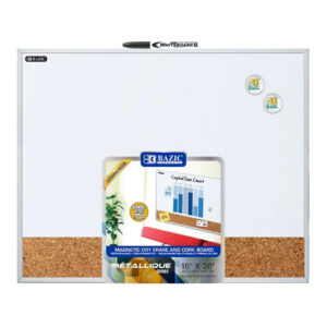 Aluminum Framed Magnetic Dry Erase-Cork Combo Board, 16" x 20"