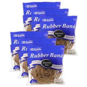 Rubber Bands, Assorted Sizes, 2oz.-56.70g Per Pack, 6 Packs