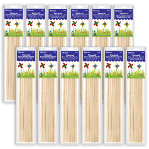 Round Natural Wooden Dowel, 3-8" x 12", 6 Per Pack, 12 Packs