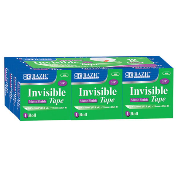 Tape Refill, Invisible Tape, 3-4" x 1000", 12 Rolls