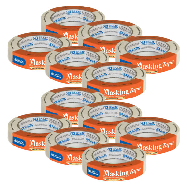 General Purpose Masking Tape, 0.94" x 2160" (60 Yards), Pack of 12