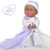 La Baby Soft 11" Baby Doll, Purple with Blanket, African-American