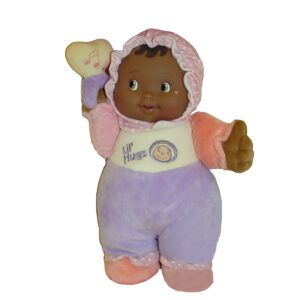 Lil' Hugs Baby's First Soft Doll, Vinyl Face, Pastel Outfits with Rattle, 12" African-American