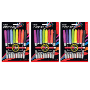 Intensity Permanent Marker, Fine Point, Assorted Colors, 8 Per Pack, 3 Packs