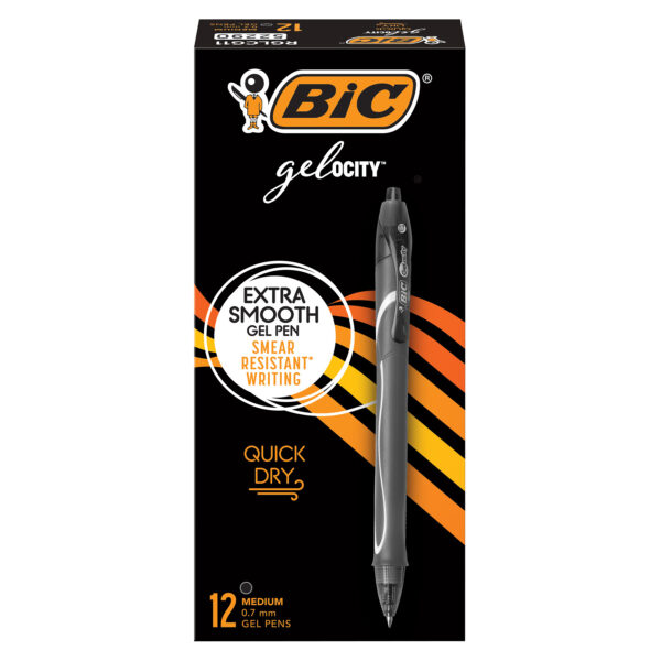 Gel-ocity Quick Dry Retractable Gel Pens, Black, Pack of 12