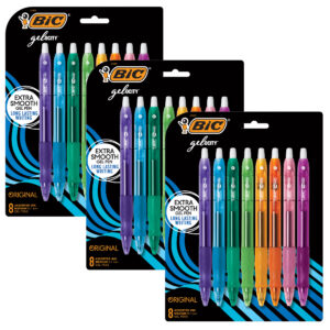 Gelocity Original Long Lasting Fashion Gel Pens, Medium Point (0.7mm) Assorted Ink, 8 Per Pack, 3 Packs