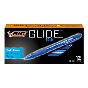 Glide Bold Retractable Ball Point Pen, Bold Point (1.6mm), Blue, 12-Count