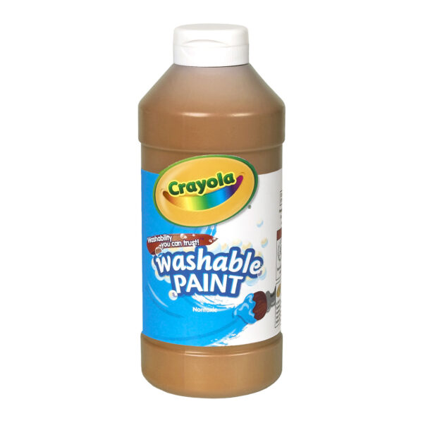 Washable Paint, Brown, 16 oz. Bottles, Pack of 6