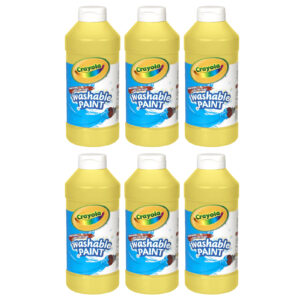 Washable Paint, Yellow, 16 oz. Bottles, Pack of 6