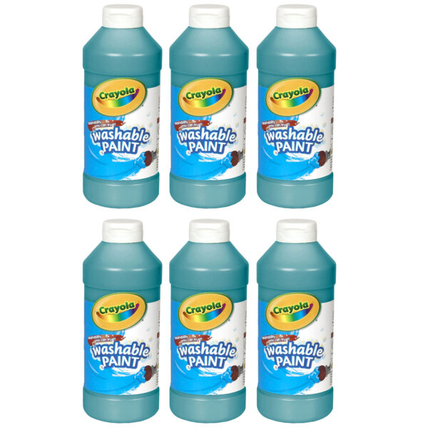 Washable Paint, Turquoise, 16 oz., Pack of 6