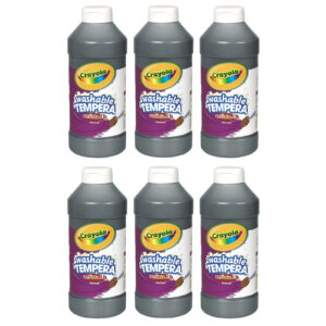 Artista II Washable Liquid Tempera Paint, Black, 16 oz. Bottles, Pack of 6