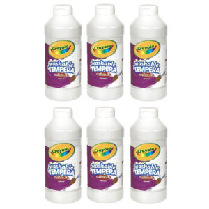 Artista II Washable Liquid Tempera Paint, White, 16 oz. Bottles, Pack of 6