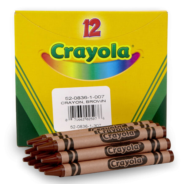 Bulk Crayons, Brown, Regular Size, 12 Per Box, 12 Boxes