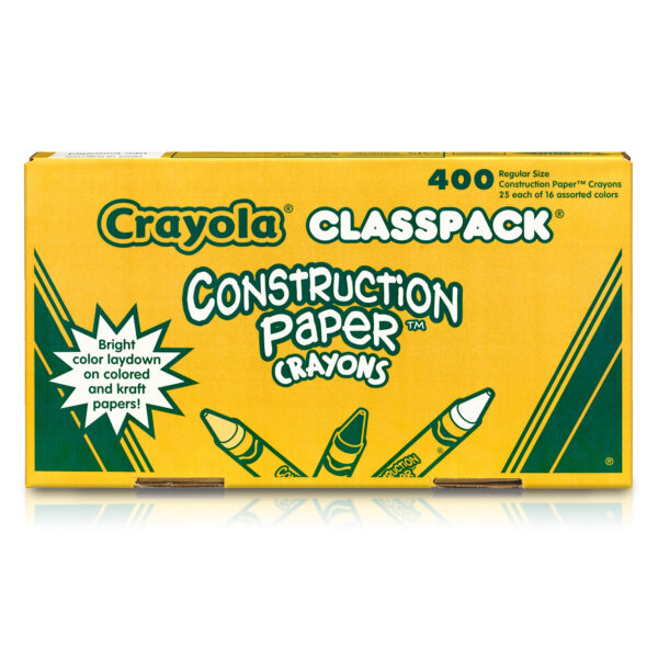 Construction Paper Crayon Classpack, Regular Size, 16 Colors, 400 Count