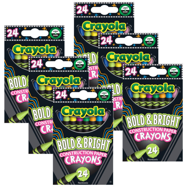 Bold & Bright Construction Paper Crayons, 24 Per Pack, 6 Packs