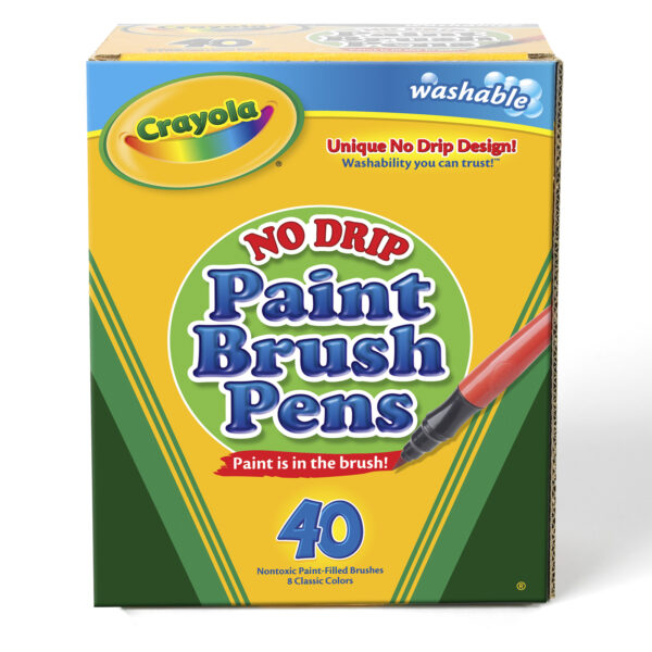 No-Drip Washable Paint Brush Pens, 8 Assorted Colors, 40 Count