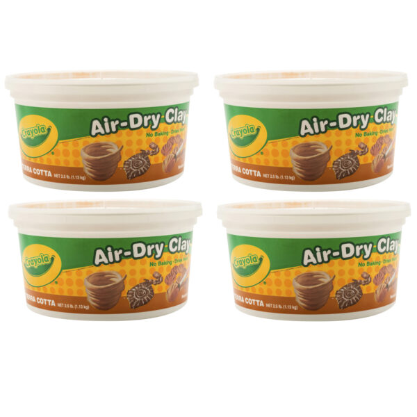 Air-Dry Clay, Terra Cotta, 2.5 lb Tub, Pack of 4