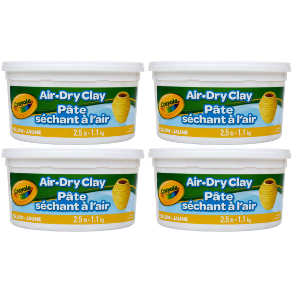 Air Dry Clay, 2.5lb Tub, Yellow, Pack of 4