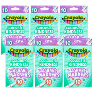 Colors of Kindness Fine Line Washable Markers, 10 Per Pack, 6 Packs