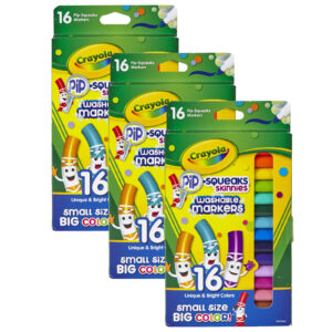 Pip-Squeaks Skinnies Markers, Fine Tip, 16 Per Box, 3 Boxes