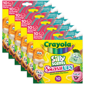 Silly Scents Smash Ups Broad Line Washable Scented Markers, 10 Per Pack, 6 Packs