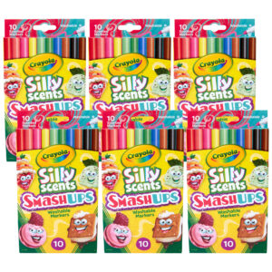 Silly Scents Smash Ups Slim Washable Scented Markers, 10 Per Pack, 6 Packs