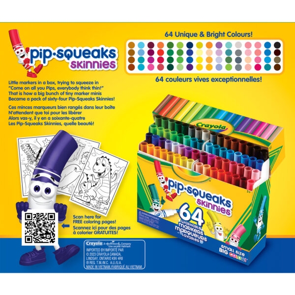 Washable Pip-Squeaks Skinnies Markers, 64 Count