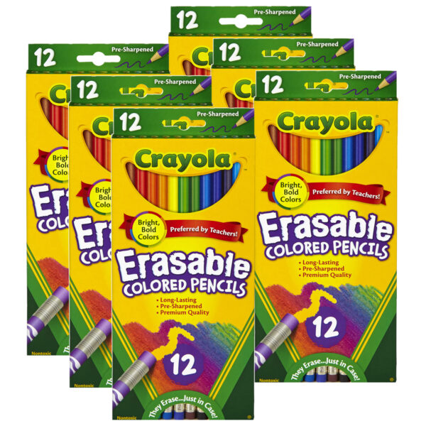 Erasable Colored Pencils, 12 Per Box, 6 Boxes