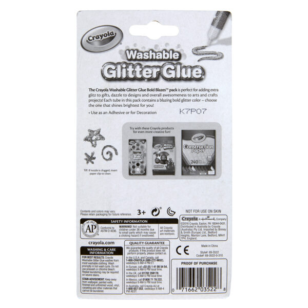 Washable Glitter Glue, Bold, 5 Per Pack, 6 Packs