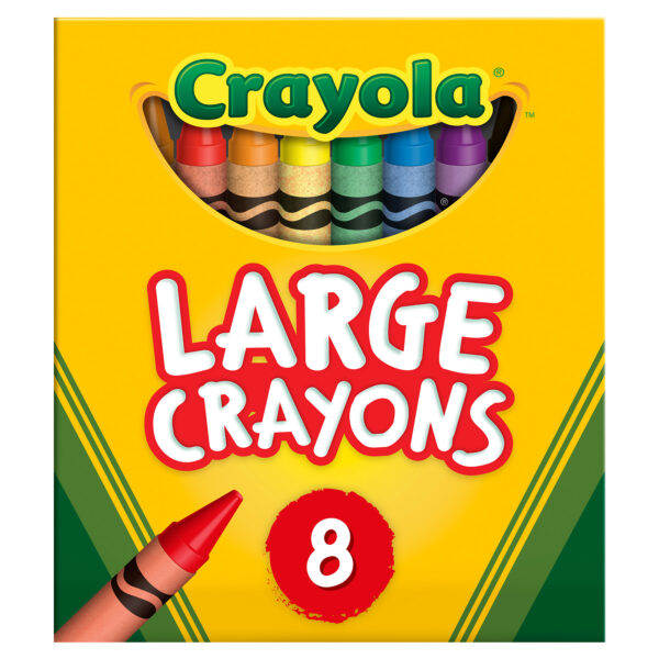 Large Crayons, Tuck Box, 8 Colors Per Box, 12 Boxes