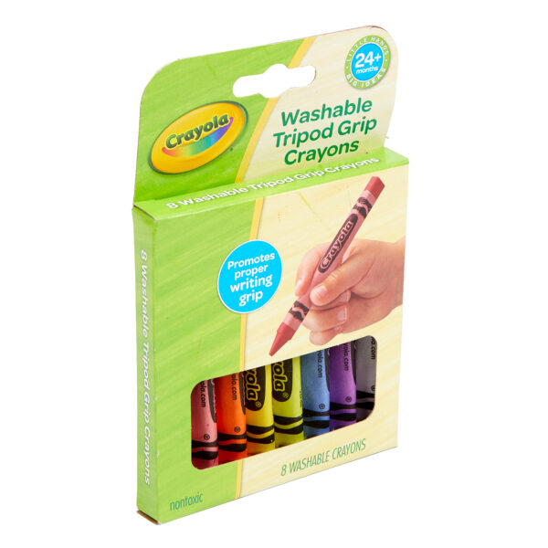 Washable Tripod Grip Crayons, 8 Per Pack, 8 Packs