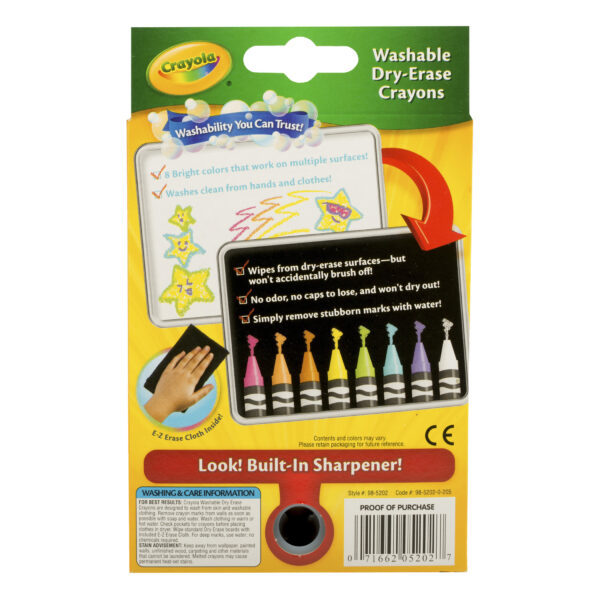 Dry Erase Washable Crayons, Bright Colors, 8 Per Pack, 6 Packs