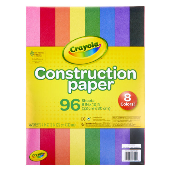 Construction Paper, 96 Sheets Per Pack, 12 Packs