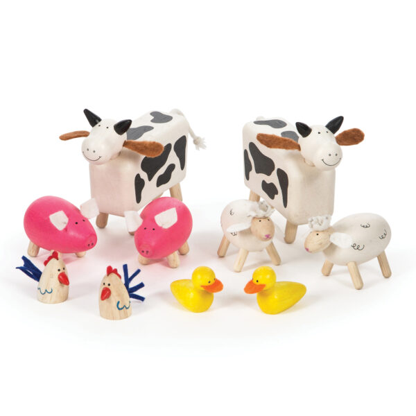 Wooden Farm Animals, Set of 10