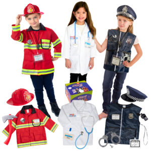 Dress Up - Drama Play Hero Trunk Set, Fireman-Police-Doctor