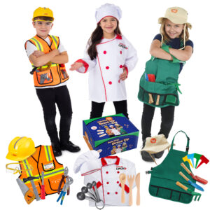 Dress Up - Drama Play Helping At Home Trunk Set, Construction Worker-Chef-Gardener