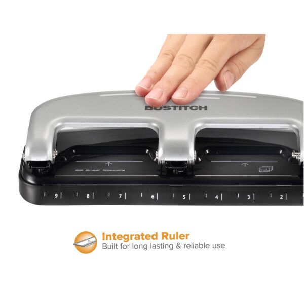 EZ Squeeze 3-Hole Punch, 20 Sheets, Silver-Black