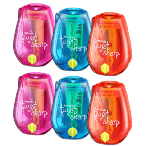 Twist-n-Sharp Kids Pencil Sharpener, Assorted Colors, Pack of 6