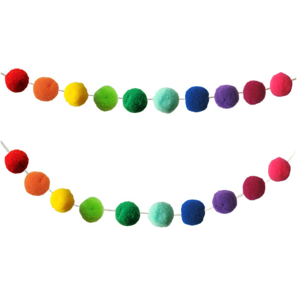 Rainbow Pom-Pom Garland, 2 Per Pack, 3 Packs