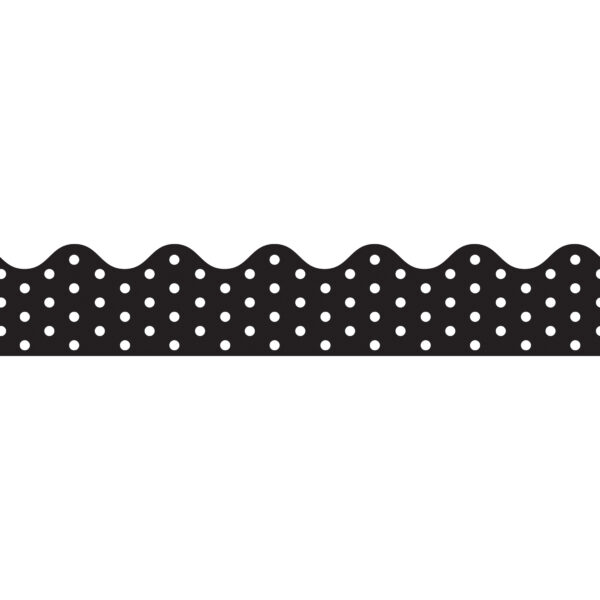 Black & White Dots Rolled Scalloped Border, 36 Feet Per Roll, 6 Rolls