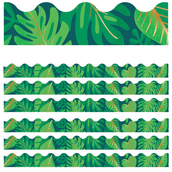 One World Tropical Leaves Scalloped Border, 39 Feet Per Pack, 6 Packs