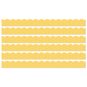 Grow Together Yellow with Painted Dots Scalloped Borders, 39 Feet Per Pack, 6 Packs