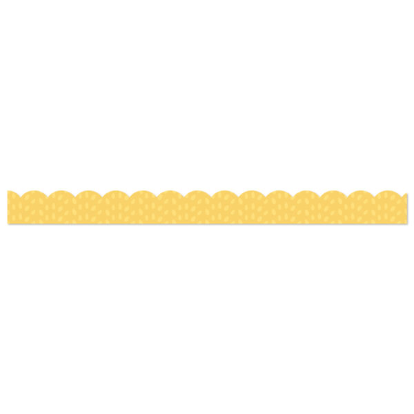 Grow Together Yellow with Painted Dots Scalloped Borders, 39 Feet Per Pack, 6 Packs